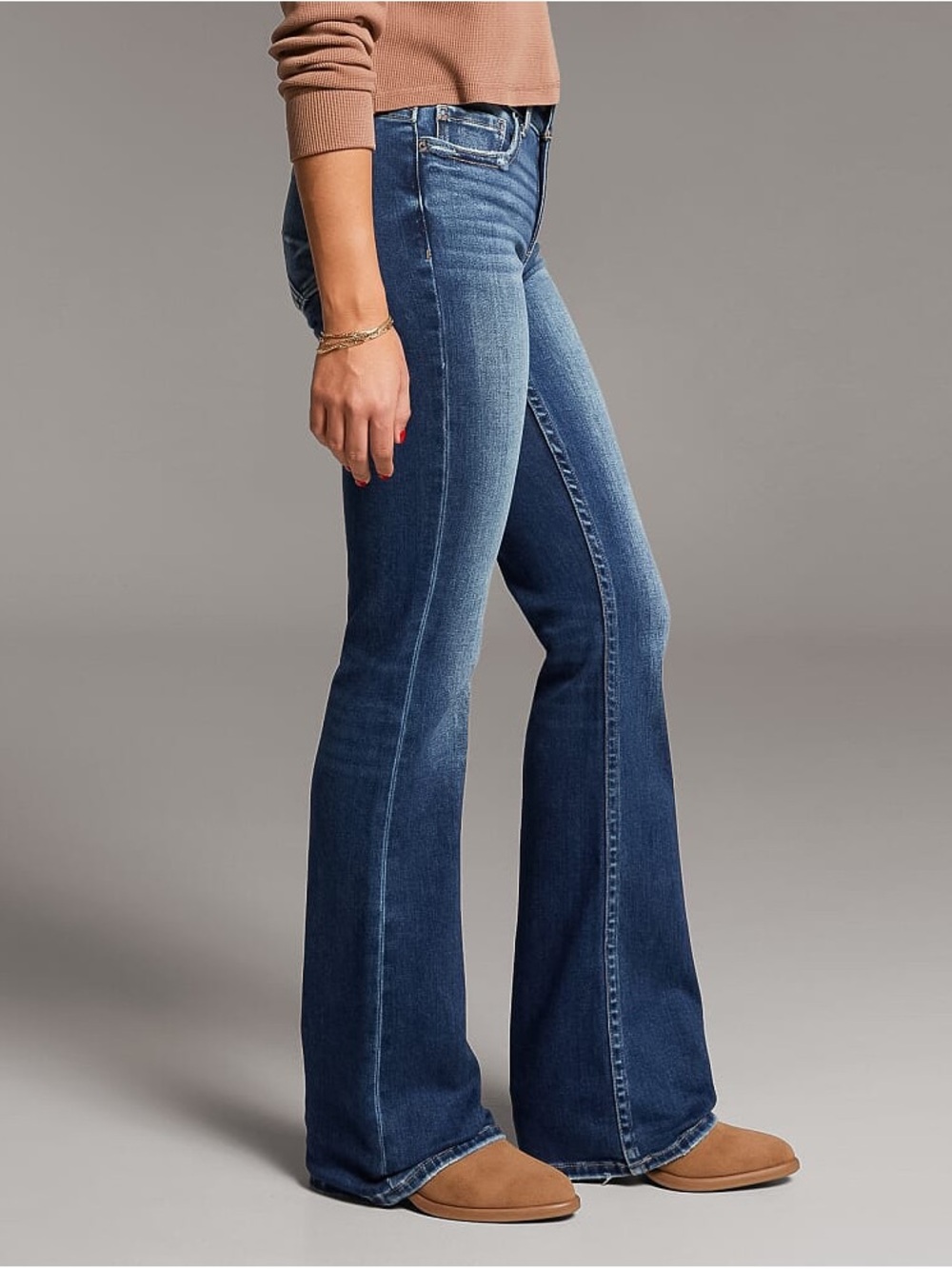 BKE Women's Peyton Boot cut Flare Jeans - Mid to Dark Wash